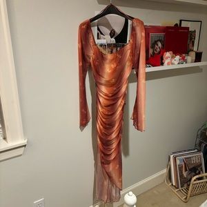 Lucy in the Sky butterfly midi dress orange